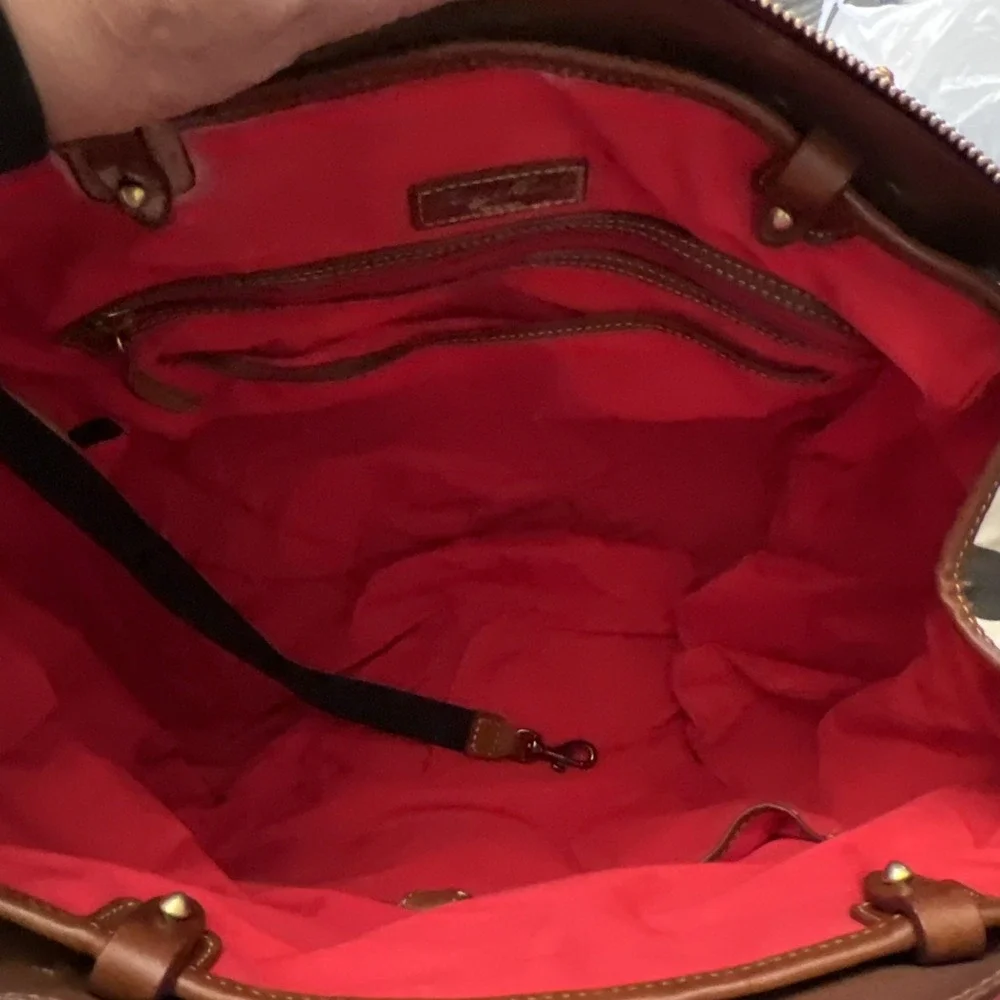 Dooney & Bourke Leather n Canvas Weekender Travel Zebra Satchel Tote Bag  17